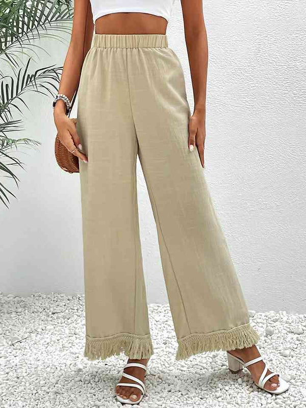 Fringe Detail Wide Leg Pants Bazaarbey