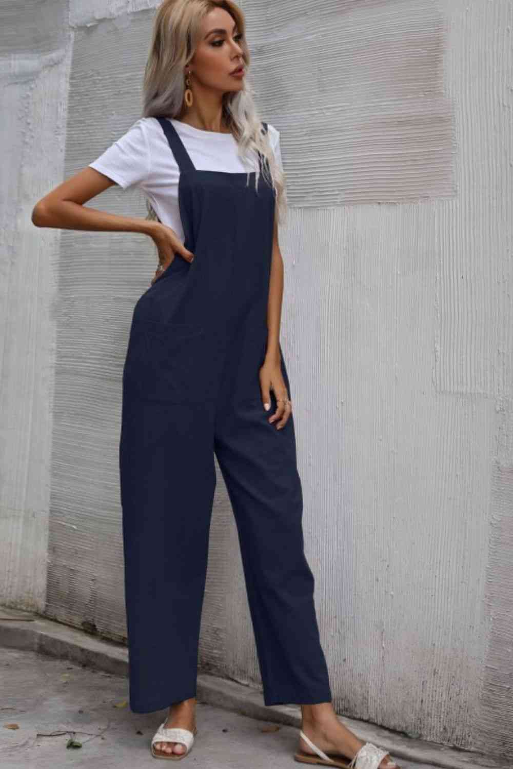 Wide Leg Overalls with Front Pockets Bazaarbey