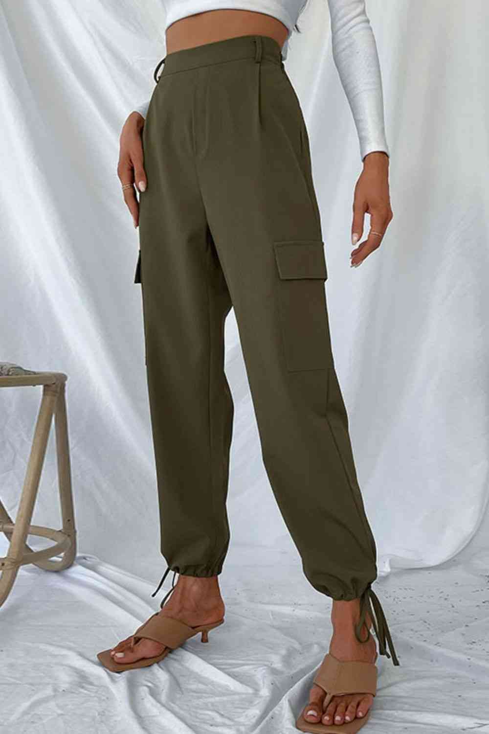 Drawstring Ankle Cargo Pants Bazaarbey