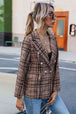  Plaid Buttoned Blazer Trendsi