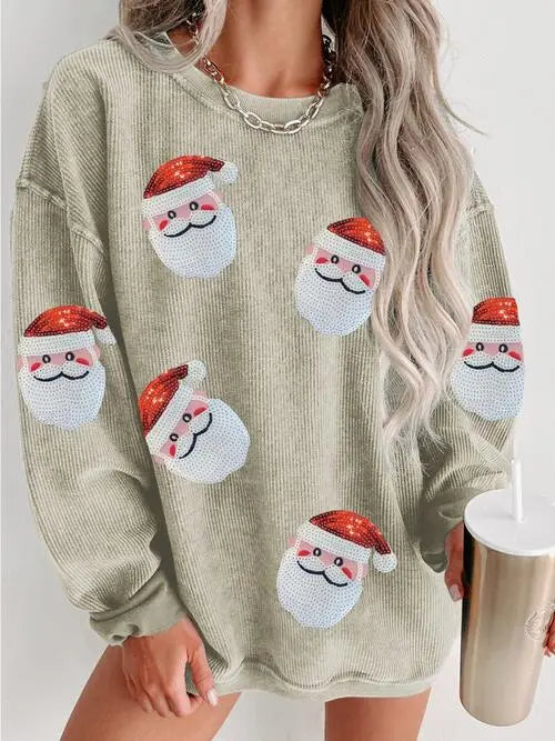  Santa Patch Ribbed Sweatshirt Bazaarbey