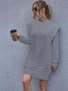 Round Neck Long Sleeve Mini Dress -BazaarBey - www.shopbazaarbey.com