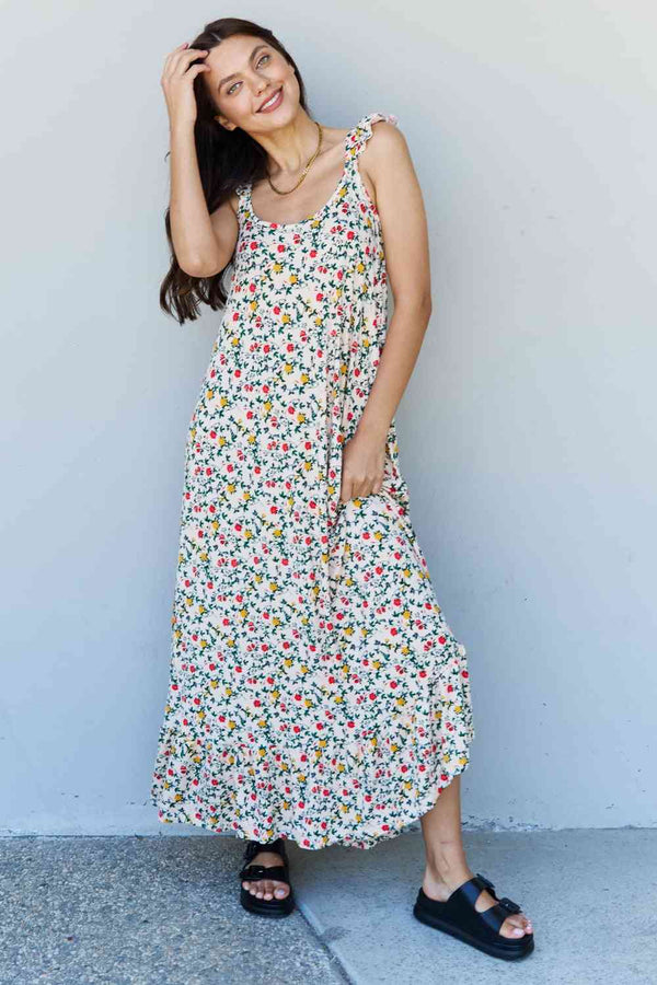 Doublju In The Garden Ruffle Floral Maxi Dress in Natural Rose -BazaarBey - www.shopbazaarbey.com