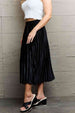  Accordion Pleated Flowy Midi Skirt 