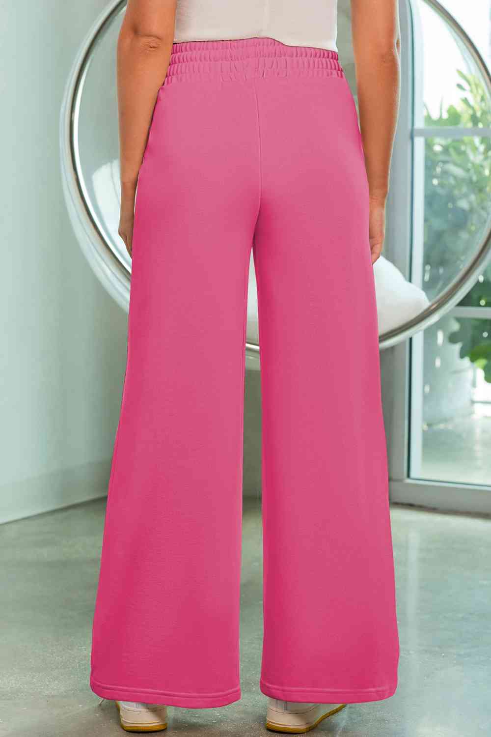 Drawstring Wide Leg Pants with Pockets Bazaarbey