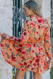 Floral Tie Neck Long Sleeve Layered Dress -BazaarBey - www.shopbazaarbey.com