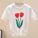 Flower Graphic Ribbed Trim Knit Top Trendsi