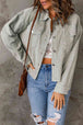  Raw Hem Button Down Corduroy Jacket with Pockets Trendsi