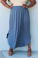  Comfort Princess Full Size High Waist Scoop Hem Maxi Skirt in Dusty Blue Trendsi