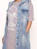 Long Sleeveless Denim Jacket Trendsi