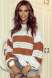 Striped Drop Shoulder Lantern Sleeve Sweater Bazaarbey