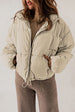 Zip Up Collared Neck Long Sleeve Winter Coat Trendsi