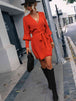 Belted Surplice Lantern Sleeve Wrap Sweater Dress Bazaarbey