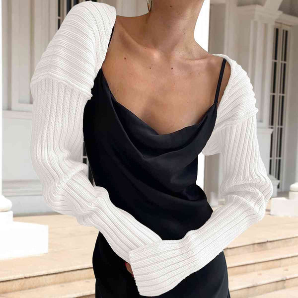 BazaarBey Long Sleeve Knit Bolero Trendsi