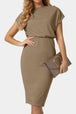 Boat Neck Short Sleeve Knee-Length Dress -BazaarBey - www.shopbazaarbey.com