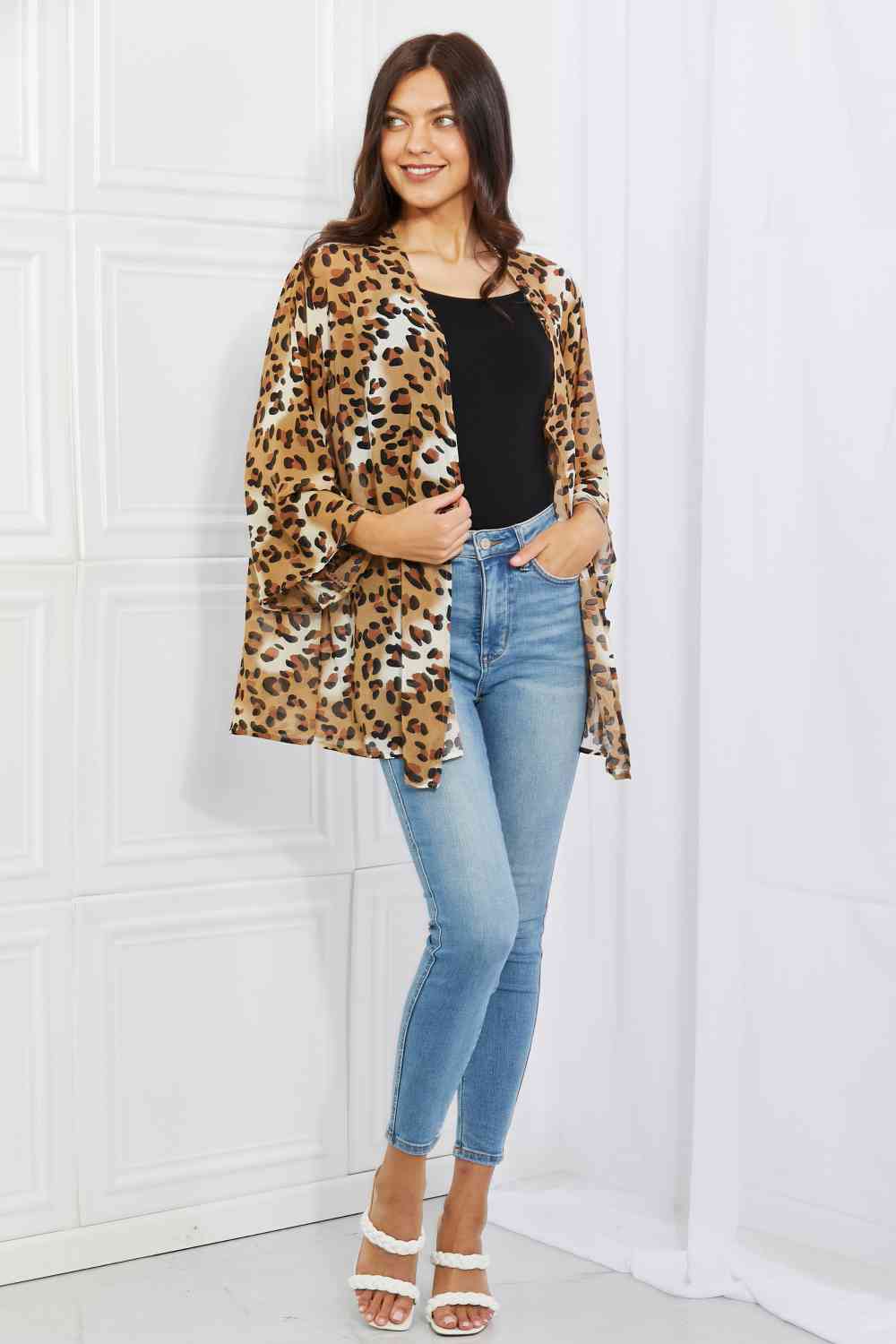 dy Wild Muse  Animal Print Kimono in Camel Bazaarbey