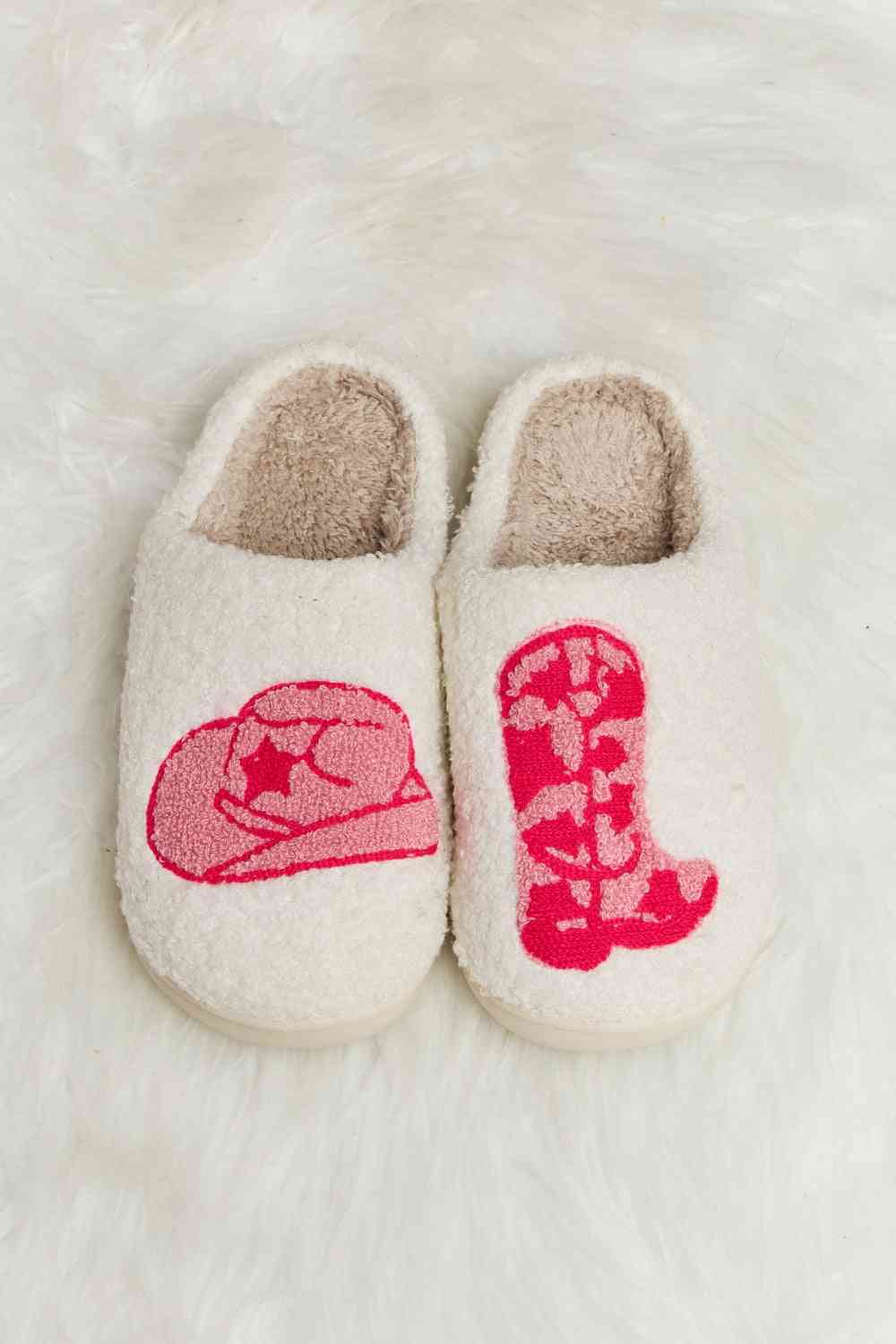 dy Printed Plush Slide Slippers Trendsi