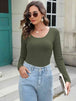 Long Sleeve Scoop Neck T-Shirt Trendsi