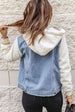 Two-Tone Spliced Denim Sherpa Hooded Jacket Bazaarbey