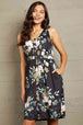  Printed Scoop Neck Sleeveless Buttoned Magic Dress with Pockets Bazaarbey