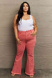  Bailey  High Waist Side Slit Flare Jeans Trendsi