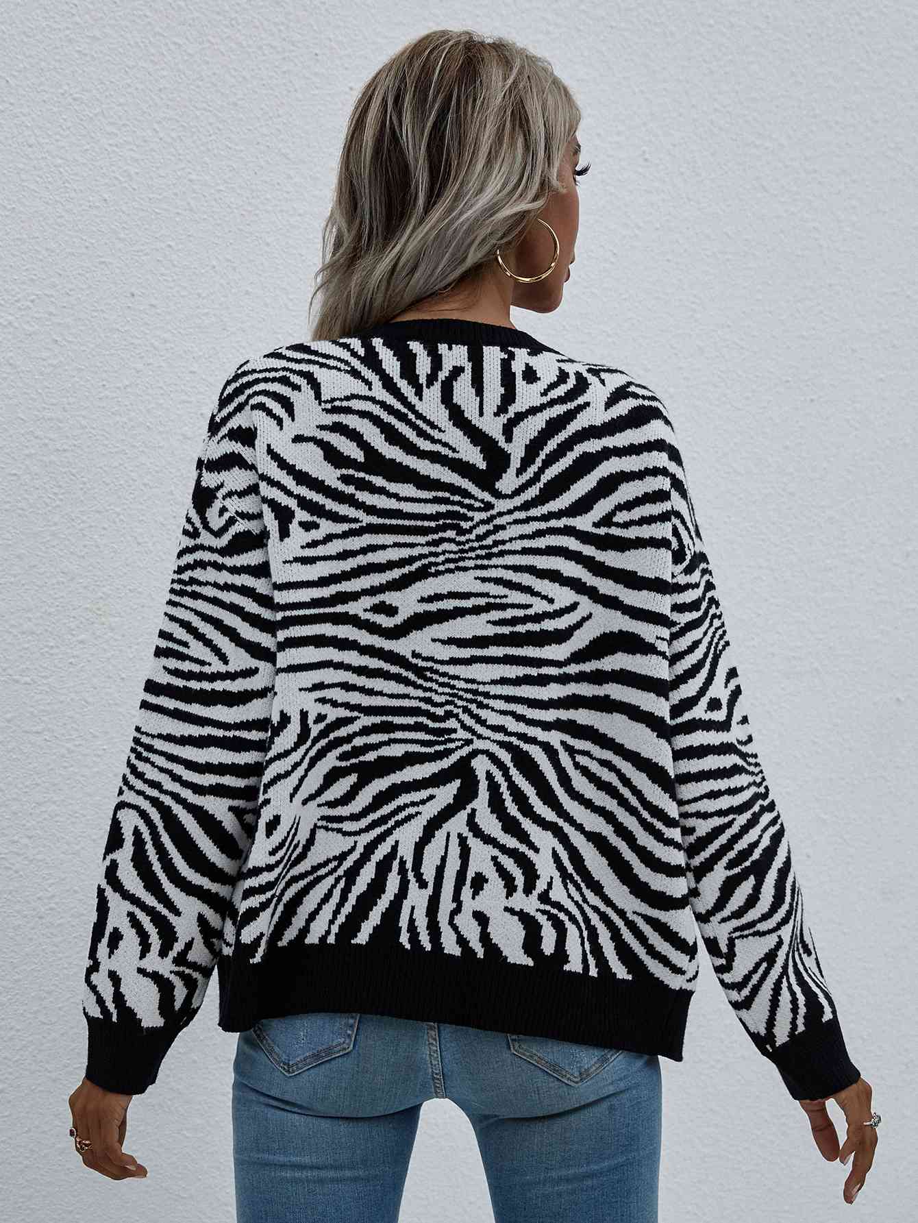 Woven Right Zebra Print Button Down Cardigan Trendsi