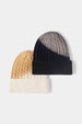 Contrast Tie-Dye Cable-Knit Cuffed Beanie Trendsi