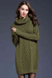 Woven Right Full Size Mixed Knit Cowl Neck Dropped Shoulder Sweater Dress Bazaarbey