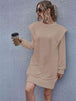 Round Neck Long Sleeve Mini Dress -BazaarBey - www.shopbazaarbey.com