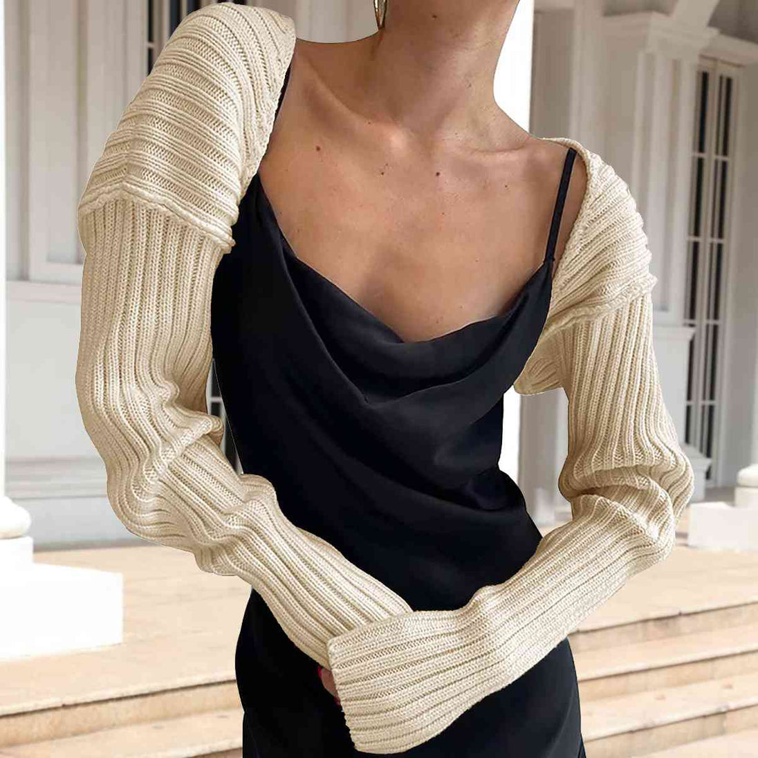 Long Sleeve Knit Bolero Trendsi