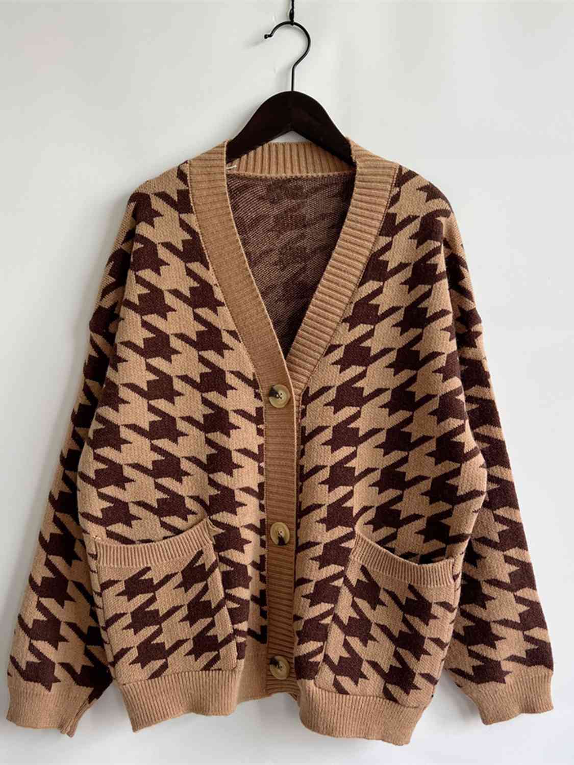  Botton Front  Cardigan with Pockets Trendsi