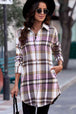 Plaid Button-Up  Shirt Jacket Trendsi