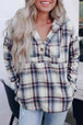 Plaid Long Sleeve Buttoned Hoodie Trendsi