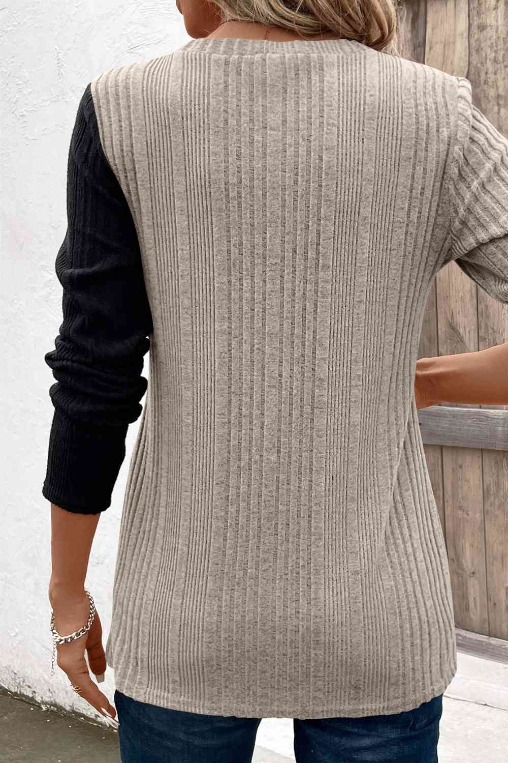  Long Sleeve Knit Top Trendsi