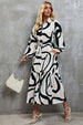 Tie-Waist Printed Button Up Dress -BazaarBey - www.shopbazaarbey.com