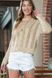   Cable-Knit Round Neck Knit Top Bazaarbey