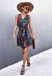 Printed Zip Detail Belted Sleeveless Dress -BazaarBey - www.shopbazaarbey.com