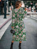 Printed Tie Front  Flounce Sleeve Dress -BazaarBey - www.shopbazaarbey.com