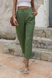 Straight Leg Cropped Pants with Pockets Bazaarbey