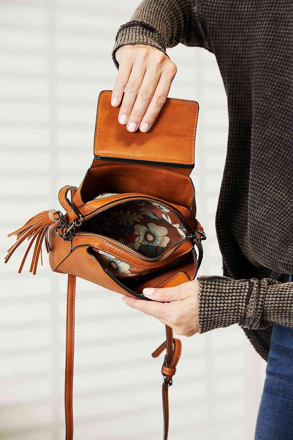  PU Leather Crossbody Bag with Tassel Trendsi