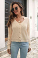 Button-Down Dropped Shoulder Ribbed Cardigan Trendsi