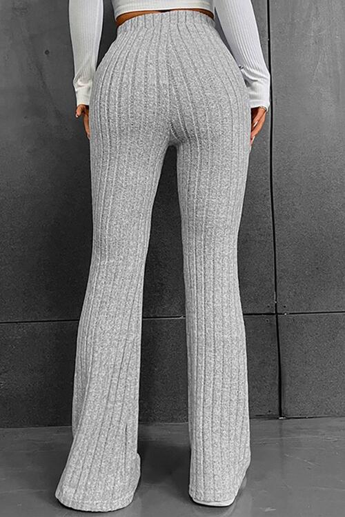 Ribbed High Waist Flare Bootcut Pants Bazaarbey