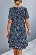  Floral Empire Waist Plunge Short Sleeve Dress -BazaarBey - www.shopbazaarbey.com