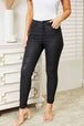   High Rise Black Coated Ankle Skinny Jeans Trendsi