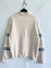 Geometric Mock Neck Dropped Shoulder Sweater Bazaarbey