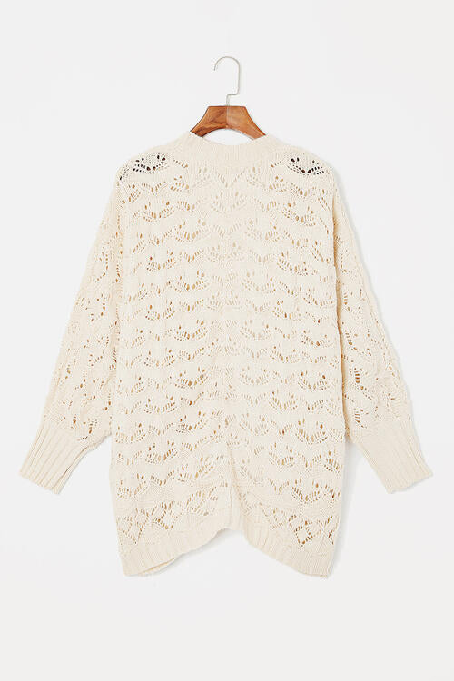  Open Front Long Sleeve Cardigan Trendsi