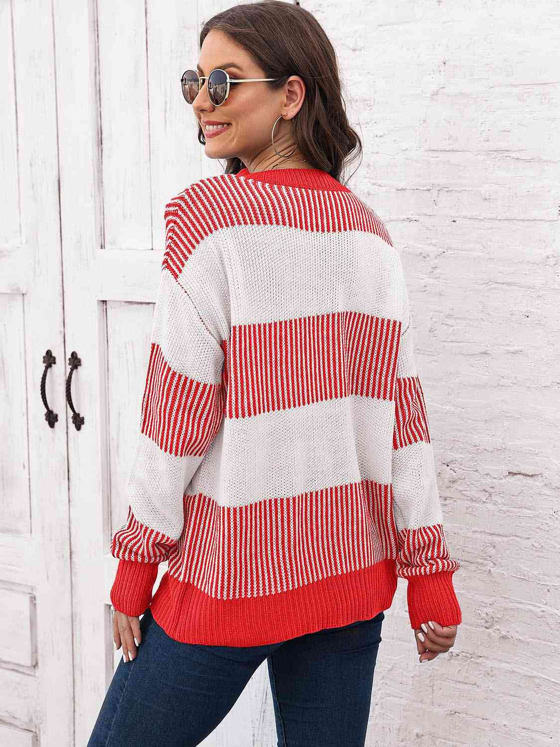 Full Size Round Neck Drop Shoulder Sweater Bazaarbey