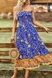 Bohemian Strapless Slit Midi Dress -BazaarBey - www.shopbazaarbey.com