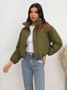 Two-Tone Zip-Up Puffer Jacket Trendsi