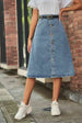 Button Front A-Line Denim Skirt Bazaarbey